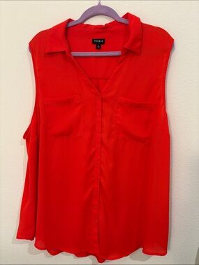 Torrid  Bright Red Sleeveless Button-Front Blouse